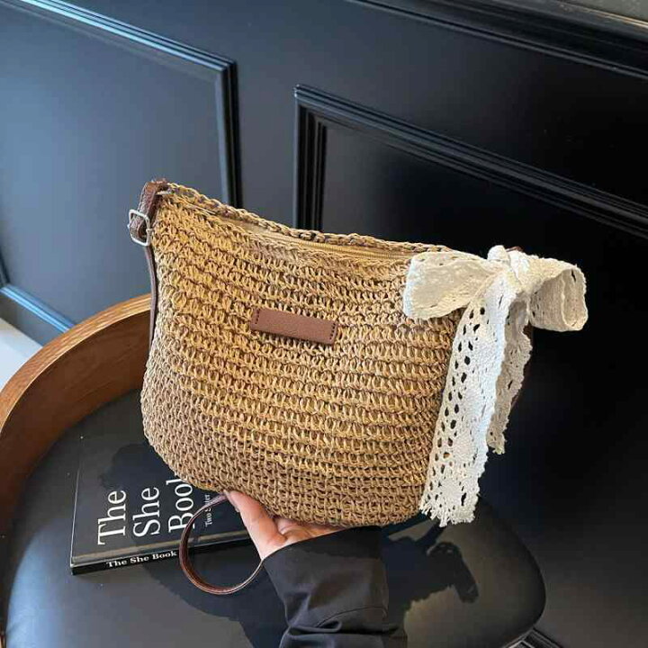 楽天市場】バッグ 編み込み ストロー素材 ショルダーバッグ 斜めがけ 