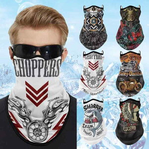 フェイスマスク メンズ 接触冷感 UVカット 日焼け防止 耳掛け式 バイク オートバイ ツーリング 夏用 アウトドア スポーツ ネックゲイター ヘッドラップ レトロ ヴィンテージ スカル柄(x10)