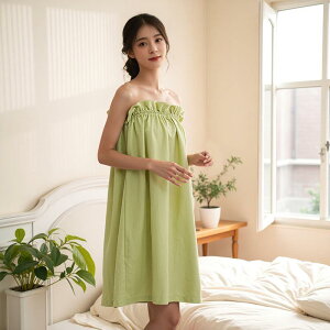 バスローブ レディース 美容院 宿泊用 部屋着 ルームウェア サウナウェア 春夏 胸元カバー 透け防止 吸汗速乾 ラップタオル バススカート(x2)