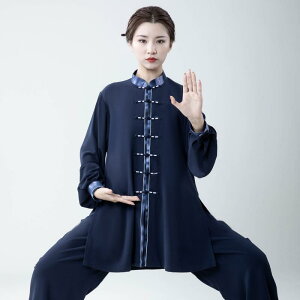 太極拳服 メンズ レディース 春夏 競技用 練習用 ユニフォーム 上質素材 軽量 動きやすい 通気性 吸汗速乾 ゆったり 中華風 武術 演舞服(x2)