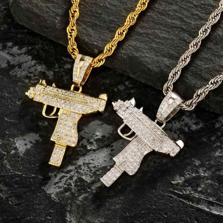 楽天市場】ネックレス メンズ UZI サブマシンガン モチーフ ジルコニア 