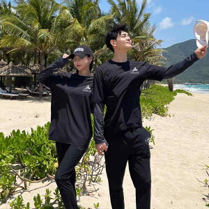 水着 男女兼用 カップル ペア セパレート 長袖 ロングパンツ 無地 体型カバー 着痩せ お腹カバー 胸パッド付き ノンワイヤー UVカット 日焼け対策 海水浴 マリンスポーツ