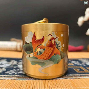 灰皿 蓋付き 真鍮製 手描き 新中式風デザイン 車載用 オフィス 書斎 卓上 工芸品 置き物 インテリア オブジェ プレゼント ギフト