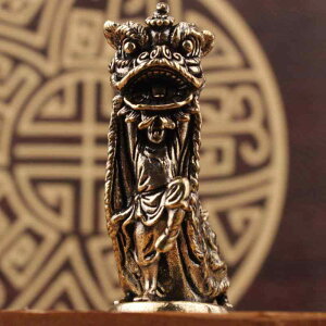 置物 真鍮製 中国風 獅子舞 卓上飾り デスク インテリア おしゃれ 開運 招福 ミニチュア 茶ペット 縁起物 ラッキーアイテム リビング 書斎 オフィス