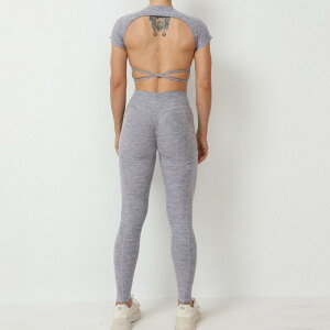 スポーツウェア レディース 吸汗速乾 ストレッチ バックオープン 細見え効果 ナイロン スパンデックス素材 フィットネス ヨガ ランニング ジム ワークアウト Tシャツ 半袖