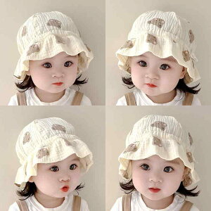 帽子 ベビー 男女兼用 男の子 女の子 春夏 かわいい くま クマ耳 バケットハット サファリハット UVカット 日よけ 日焼け対策 通気性 赤ちゃん 綿 コットン 幼児 子供