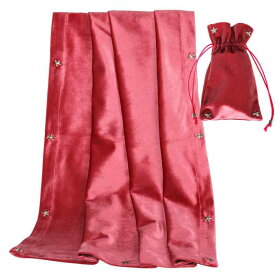 タロットマット テーブルクロス メタル星柄 神秘的 専用カードポーチ付き 大判65x65cm 厚手高級ベロア素材 占い 瞑想 祭壇用(x2)