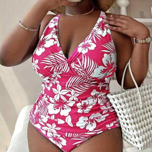 ビキニ レディース 大きいサイズ プラスサイズ 体型カバー 細見え セパレート ハイウエスト 小花柄プリント 胸パッド付き ノンワイヤー 欧米風デザイン プール ビーチウェア