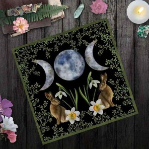 テーブルクロス タロットカード うさぎ 月の満ち欠け ボタニカル柄 ポリエステル製 北欧風 正方形 マルチカラー 部屋飾り 寮飾り おしゃれ インテリア雑貨(x7)