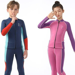 ウェットスーツ キッズ 男の子 女の子 3mm 厚手 長袖 防寒 セパレート 水泳 サーフィン トレーニング マリンスポーツ ネオプレン素材