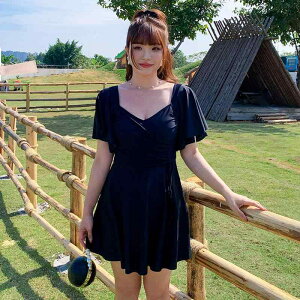 水着 レディース ワンピース スカート一体型 体型カバー 細見え お腹カバー プラスサイズ ぽっちゃり カップ付き ノンワイヤー セクシー 韓国風 インスタ風