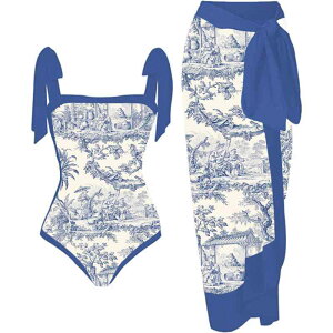 ワンピース水着 レディース 体型カバー お腹カバー 細見え 露出控えめ フレンチレトロデザイン リゾート ビーチ 温泉 プール 海水浴 速乾 パッド付き ノンワイヤー