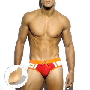 水着 メンズ カップ付き 切り替えデザイン 三角 スイムパンツ ブリーフタイプ ナイロン素材 トレーニング ジム プール 海水浴 競泳 フィットネス用