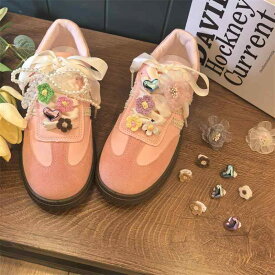 靴飾り レディース シューズアクセサリー シューズクリップ 靴紐クリップ 2個セット パール 蝶々結び リボン ハート ニット フラワー かわいい スニーカーパンプスデコレーション