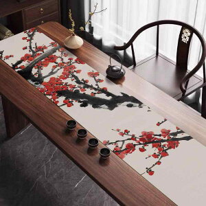 テーブルランナー 新中国風 高級感 ポリエステル製 茶席 ティーテーブル 茶室 リビング ダイニング センターロング 来客 おもてなし 花鳥 山水画風