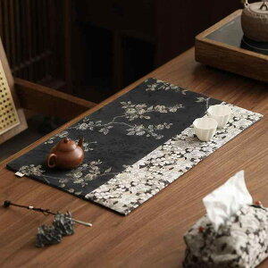 茶席 侘寂風 禅風 和モダン ファブリック製 刺繍 織錦 上質 軽量 高級感 テーブルランナー 乾泡台 茶壺置き 断熱 茶杯敷き 茶巾 おしゃれ