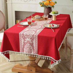 テーブルクロス 結婚式 披露宴 婚約 ウェディング ブライダルルーム装飾 赤 レッド 長方形 コーヒーテーブル用 テーブルランナー付き