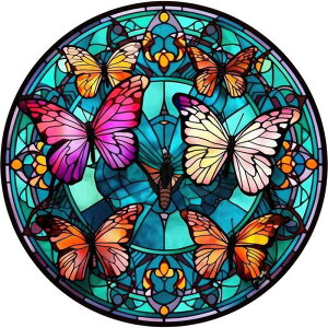 ダイヤモンドアート 大人 子供 5D 立体 蝶々 ステンドグラス風 手芸キット DIY 絵画 キャンバス 壁飾り ウォールデコレーション リビング 寝室 玄関 インテリア 雑貨(x2)