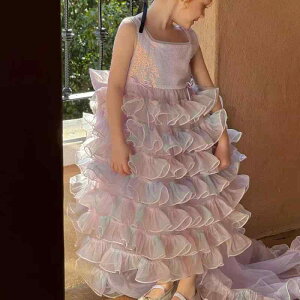 ワンピース 女の子 キッズ スパンコール ロングトレーン プリンセスドレス 誕生日 結婚式 発表会 フォーマル セレモニー 夏 かわいい おしゃれ