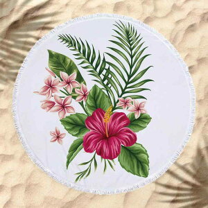 ビーチタオル 円形 吸水速乾 マイクロファイバー やわらか 花柄 フリンジ デジタルプリント おしゃれ かわいい レジャー 海水浴 プール