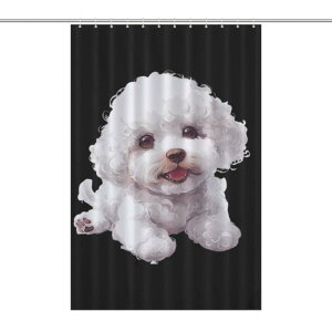 シャワーカーテン 防水 防カビ かわいい 犬 動物柄 デジタルプリント 浴室 バスルーム 洗面所 間仕切り 目隠し 装飾 おしゃれ ポリエステル製 フック付き