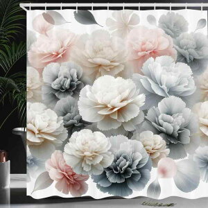 シャワーカーテン 防水 モダン 抽象アート 立体花柄 デジタルプリント バスルーム 間仕切り ポリエステル製 お風呂 カーテン フック付き