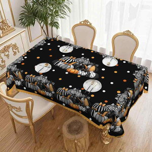 防水 防油 円形テーブルクロス ハロウィン カボチャ柄 ポリエステル製 ダイニングテーブル用 おしゃれなデザイン 食卓カバー 黒地 雰囲気作り