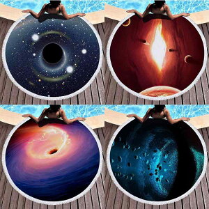 ビーチタオル バスタオル 吸水速乾 静電気防止 毛羽落ちしない マイクロファイバー 大判 円形 欧米風 ブラックホール柄