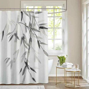 シャワーカーテン 防水 撥水加工 ポリエステル製 水墨画風 竹柄 和風 モダン デジタルプリント バスルーム ユニットバス 浴室 お風呂 間仕切り 目隠し インテリア おしゃれ 新生活
