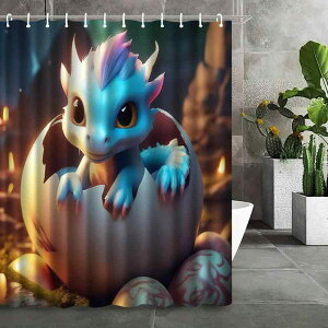 シャワーカーテン 撥水加工 防カビ かわいい恐竜デザイン ポリエステル製 バスルーム用 目隠し 間仕切り 穴あけ不要 突っ張り棒対応 豊富なサイズ展開 カラフル