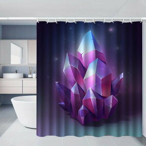 シャワーカーテン 防水 3Dデジタルプリント 美しいクリスタル柄 ポリエステル製 おしゃれ バスルーム 浴室 穴あけ不要 突っ張り棒対応 取り付け簡単