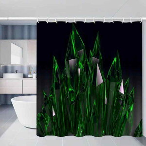 シャワーカーテン 防水 ポリエステル製 リアルな3Dデジタルプリント クリスタル柄 高級感 おしゃれ モダン 穴あけ不要 バスルーム お風呂 目隠し 間仕切り
