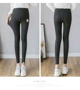 マタニティ レギンス 妊婦用 薄手 九分丈 スキニーパンツ オールシーズン 腹帯一体型 コットンブレンド ストレッチ 普段使い ルームウェア 大きいサイズ ブラック グレー