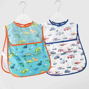 ベビーエプロン 子供用 赤ちゃん 食事用 防水 薄手 軽量 食べこぼしガード お手入れ簡単 速乾 ポリエステル製 夏用 かわいい柄 離乳食 スモック スタイ