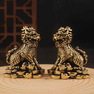 置物 風水 開運 金運 財運 招福 真鍮製 元宝 麒麟 オブジェ 縁起物 リビング 玄関 オフィス 店舗 インテリア 装飾 工芸品 中国風 モダン アジアンテイスト