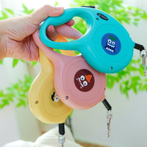 リード 子犬から大型犬まで対応 伸縮式 5m プラスチック製 散歩用 お出かけ用 キャラクター柄 かわいい 軽量 多色展開 ペット用品