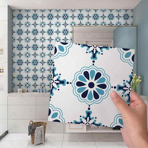 ウォールステッカー 防水 自己粘着 賃貸OK 剥がせる タイルシート リメイクシート 浴室 キッチン 洗面所 トイレ 水回り 防油 防汚 防カビ 防湿 壁紙シール おしゃれ モダン シンプル ブルー PV