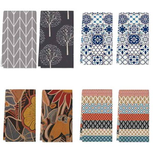 ふきん マイクロファイバー 幾何学柄 吸水 速乾 タオル地 キッチン 食卓 食器拭き 万能 掃除 油汚れ 家庭用 40cm 60cm(x2)