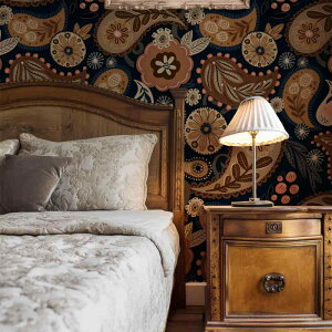 ウォールステッカー 防水 防汚 防カビ 貼るだけ 簡単 賃貸OK 剥がせる 自己粘着 壁紙 リメイクシート レトロ ヴィンテージ ペイズリー柄 ボタニカル柄 おしゃれ 欧風 リビング 寝室 部屋 模様