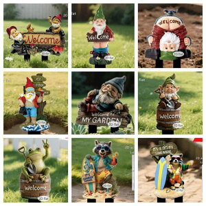 ガーデンピック かわいい ノーム アクリル製 屋外 庭 ガーデニング 芝生 鉢植え プランター ビーチ リゾート 地中差し込み オーナメント デコレーション 雰囲気作り(x2)