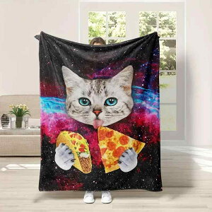 ひざ掛け かわいい猫柄 オフィス昼寝用 休憩用 保温 冷房対策 デジタルプリント フランネル ポリエステル製 やわらか 洗濯可能 おしゃれ