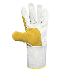 溶接グローブ メンズ 耐熱 断熱 耐摩耗 保護 牛革 ロング 厚手 作業用 手袋 5本指 親指付け根補強 二重構造 耐切創 工業 産業 プロ仕様 フリーサイズ