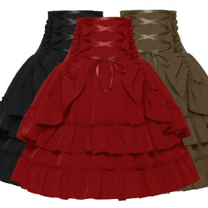 半身スカート レディース 宮廷風 欧米 ヴィクトリア朝 ルネサンス レイヤード ハイウエスト レトロ エレガント 上品 ファンタジー ジャカード生地 ポリエステル 舞台 衣装 演劇 ハロウィン