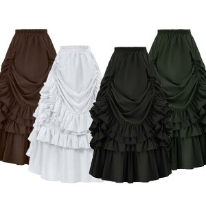 スカート レディース レトロ ゴシック ヴィクトリアン調 ルネサンス風 ミニ丈 ジャカード織り ポリエステル生地 欧米風 ファンタジー エレガント 上品 ブラック グリーン ブラウン ホワイト