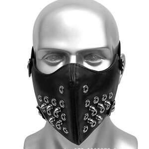 マスク 大人用 メンズ レディース スチームパンク ロックテイスト ブラック PUレザー 防護 ハロウィン パーティー 仮装 イベント かっこいい コスプレ