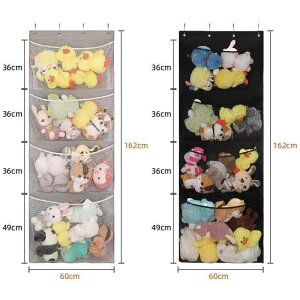 ウォールポケット ぬいぐるみ収納 壁掛け 4段 メッシュ 大容量 人形 おもちゃ 小物 下着 衣類 雑貨 整理整頓 丈夫なオックスフォード生地 浴室 玄関 寝室 リビング 見せる収納