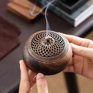 香炉 ウォールナット材 無垢材 禅風 茶道 中国風 如意モチーフ 家庭用 室内用 白檀 沈香対応 おしゃれ インテリア 置物 飾り