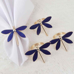 ナプキンリング ブルー エナメル加工 トンボ ホテル レストラン 宴会 パーティー テーブルセッティング 亜鉛合金製 電気メッキ加工 おしゃれ 上品 華やか 西洋風(x6)