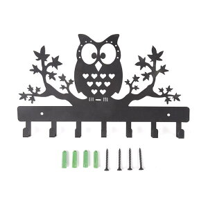 キーフック 壁掛け フクロウ 金属製 おしゃれ スタイリッシュ モダン 玄関 リビング 店舗用 鍵収納 小物掛け ウォールラック インテリア雑貨 オーガナイザー