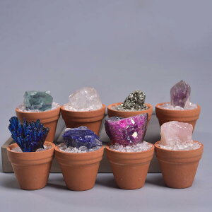 天然石 クリスタル 原石 鉱物標本 卓上置物 インテリア 飾り 紫水晶 白水晶 ピンク水晶 モダン シンプル 車載用 陶器鉢 オブジェ ギフト 開運